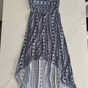 Ultra Flirt Blue and White High Low Dress
